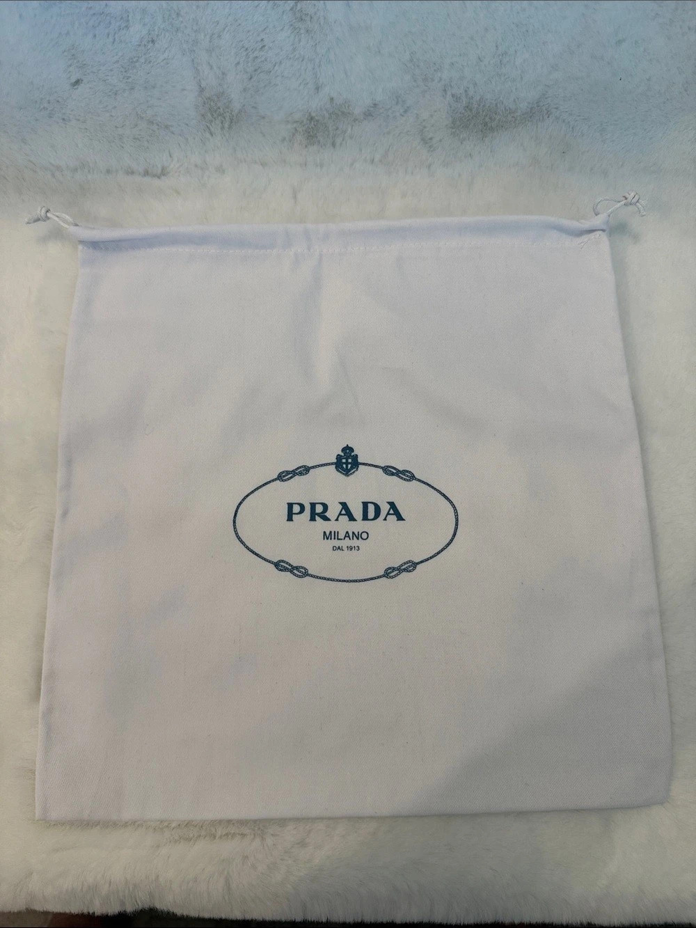 Prada Milano Cotton Dust Bag in White